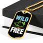 Camper Necklace Wild and Free Green Tent Necklace Stainless Steel or 18k Gold Dog Tag 24" Chain-Express Your Love Gifts