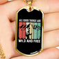 Camper Necklace Wild And Free Necklace Stainless Steel or 18k Gold Dog Tag 24" Chain-Express Your Love Gifts