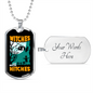 Camper Necklace Witches With Hitches Necklace Stainless Steel or 18k Gold Dog Tag 24" Chain-Express Your Love Gifts
