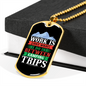 Camper Necklace Work is Camping Trip Necklace Stainless Steel or 18k Gold Dog Tag 24" Chain-Express Your Love Gifts