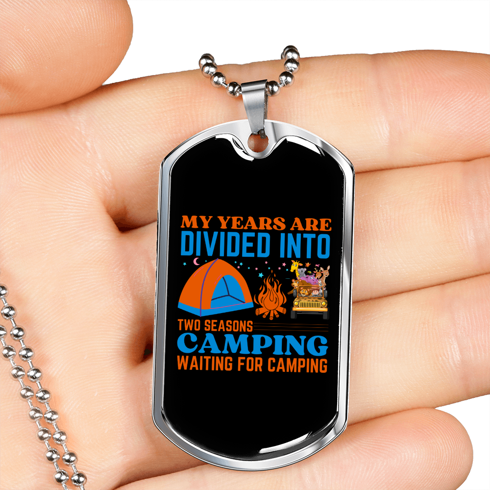 Camper Necklace Years Divided in Camping Necklace Stainless Steel or 18k Gold Dog Tag 24" Chain-Express Your Love Gifts