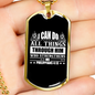 Can Do All Things Philippians 4:13 Necklace Stainless Steel or 18k Gold Dog Tag 24" Chain-Express Your Love Gifts