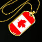 Canada Flag Dog Tag Necklace Canada Flag Stainless Steel or 18k Gold Dog Tag 24"-Express Your Love Gifts