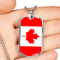 Canada Flag Dog Tag Necklace Canada Flag Stainless Steel or 18k Gold Dog Tag 24"-Express Your Love Gifts