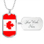 Canada Flag Dog Tag Necklace Canada Flag Stainless Steel or 18k Gold Dog Tag 24"-Express Your Love Gifts