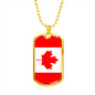 Canada Flag Dog Tag Necklace Canada Flag Stainless Steel or 18k Gold Dog Tag 24"-Express Your Love Gifts