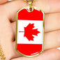 Canada Flag Dog Tag Necklace Canada Flag Stainless Steel or 18k Gold Dog Tag 24"-Express Your Love Gifts
