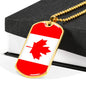 Canada Flag Dog Tag Necklace Canada Flag Stainless Steel or 18k Gold Dog Tag 24"-Express Your Love Gifts