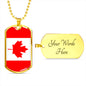 Canada Flag Dog Tag Necklace Canada Flag Stainless Steel or 18k Gold Dog Tag 24"-Express Your Love Gifts