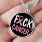 Cancer AwAreness Necklace F-Cancer Necklace Stainless Steel or 18k Gold Circle Pendant 18-22"-Express Your Love Gifts