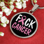 Cancer AwAreness Necklace F-Cancer Necklace Stainless Steel or 18k Gold Circle Pendant 18-22"-Express Your Love Gifts