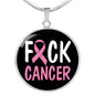 Cancer AwAreness Necklace F-Cancer Necklace Stainless Steel or 18k Gold Circle Pendant 18-22"-Express Your Love Gifts