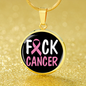 Cancer AwAreness Necklace F-Cancer Necklace Stainless Steel or 18k Gold Circle Pendant 18-22"-Express Your Love Gifts