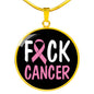 Cancer AwAreness Necklace F-Cancer Necklace Stainless Steel or 18k Gold Circle Pendant 18-22"-Express Your Love Gifts