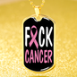 Cancer AwAreness Necklace F-Cancer Necklace Stainless Steel or 18k Gold Dog Tag 24" Chain-Express Your Love Gifts