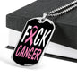 Cancer AwAreness Necklace F-Cancer Necklace Stainless Steel or 18k Gold Dog Tag 24" Chain-Express Your Love Gifts