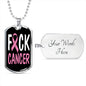 Cancer AwAreness Necklace F-Cancer Necklace Stainless Steel or 18k Gold Dog Tag 24" Chain-Express Your Love Gifts