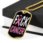 Cancer AwAreness Necklace F-Cancer Necklace Stainless Steel or 18k Gold Dog Tag 24" Chain-Express Your Love Gifts