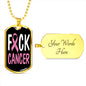 Cancer AwAreness Necklace F-Cancer Necklace Stainless Steel or 18k Gold Dog Tag 24" Chain-Express Your Love Gifts