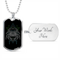 Cancer Black Zodiac Necklace Stainless Steel or 18k Gold Dog Tag 24" Chain-Express Your Love Gifts