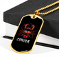 Cancer Crab Zodiac Necklace Stainless Steel or 18k Gold Dog Tag 24" Chain-Express Your Love Gifts
