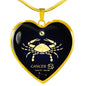 Cancer Horoscope Zodiac Necklace Stainless Steel or 18k Gold Heart 18-22"-Express Your Love Gifts