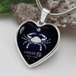 Cancer Horoscope Zodiac Necklace Stainless Steel or 18k Gold Heart 18-22"-Express Your Love Gifts