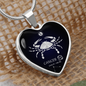 Cancer Horoscope Zodiac Necklace Stainless Steel or 18k Gold Heart 18-22"-Express Your Love Gifts