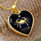Cancer Horoscope Zodiac Necklace Stainless Steel or 18k Gold Heart 18-22"-Express Your Love Gifts