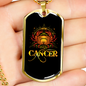 Cancer Water Crab Zodiac Necklace Stainless Steel or 18k Gold Dog Tag 24" Chain-Express Your Love Gifts