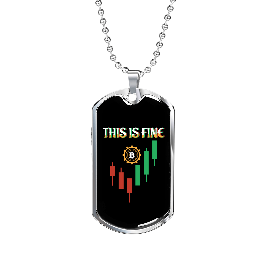 Candlestick Bitcoin Crypto Necklace Stainless Steel or 18k Gold Dog Tag 24" Chain-Express Your Love Gifts