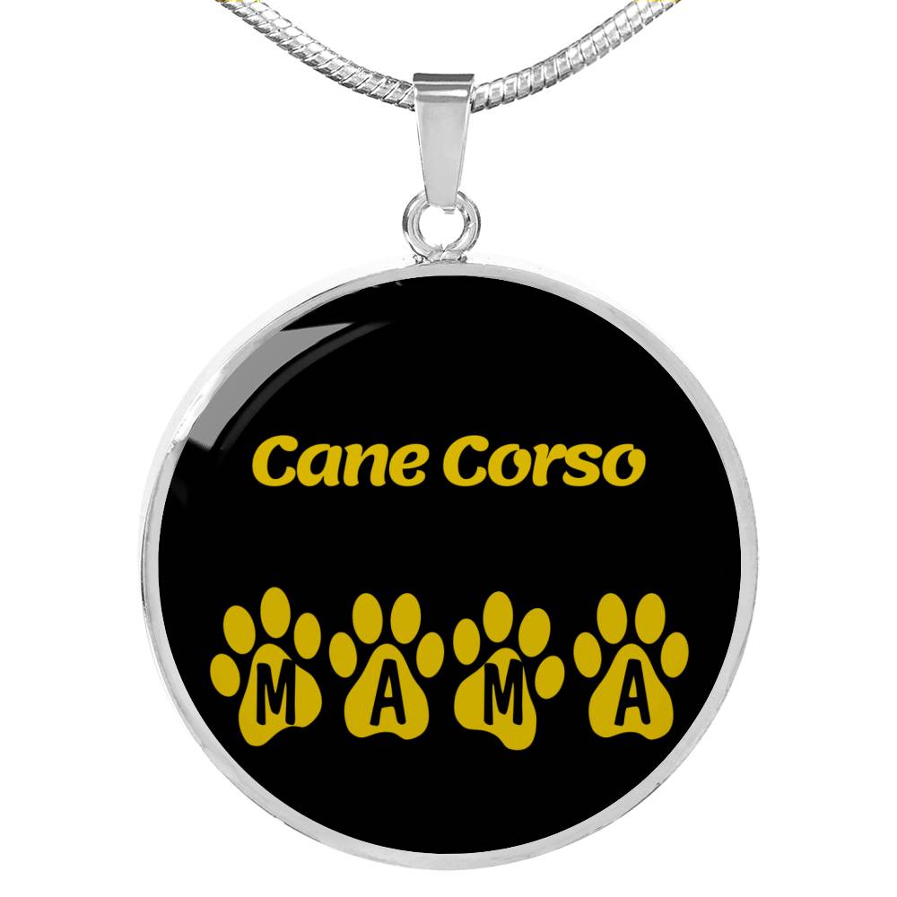 Cane Corso Mama Circle Necklace Stainless Steel or 18k Gold 18-22" Dog Owner Lover-Express Your Love Gifts