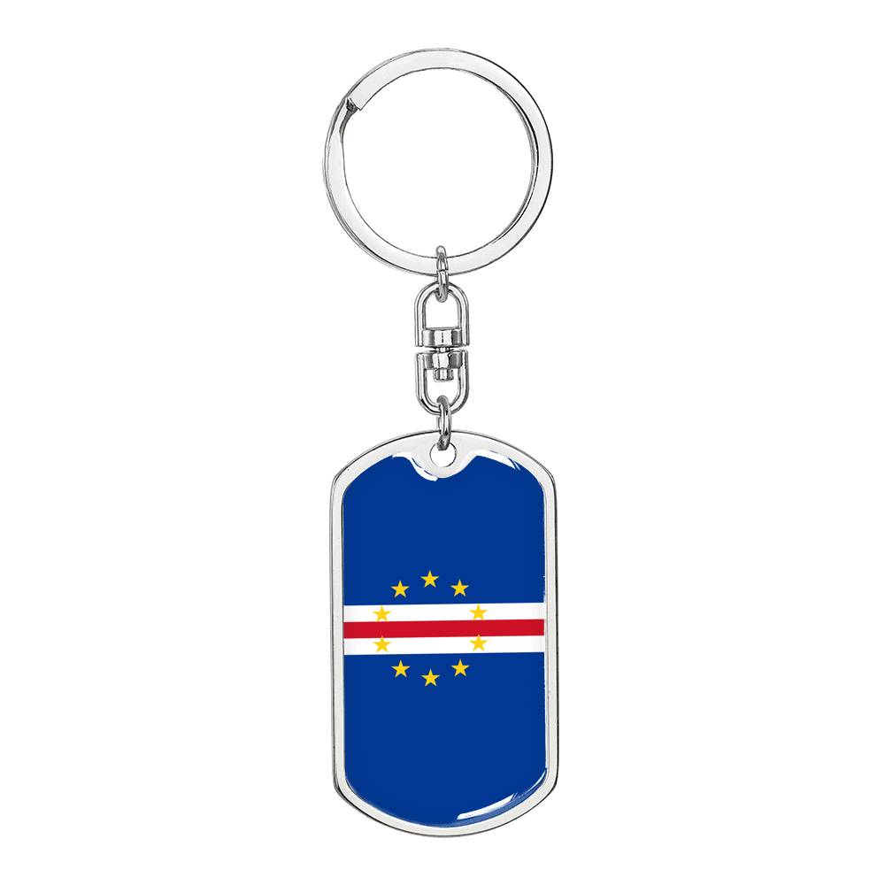 Cape Verde Flag Keychain Dog Tag Stainless Steel or 18k Gold-Express Your Love Gifts
