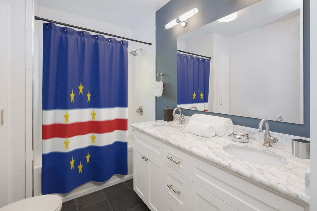 Cape Verde Flag Stylish Design 71" x 74" Elegant Waterproof Shower Curtain for a Spa-like Bathroom Paradise Exceptional Craftsmanship-Express Your Love Gifts