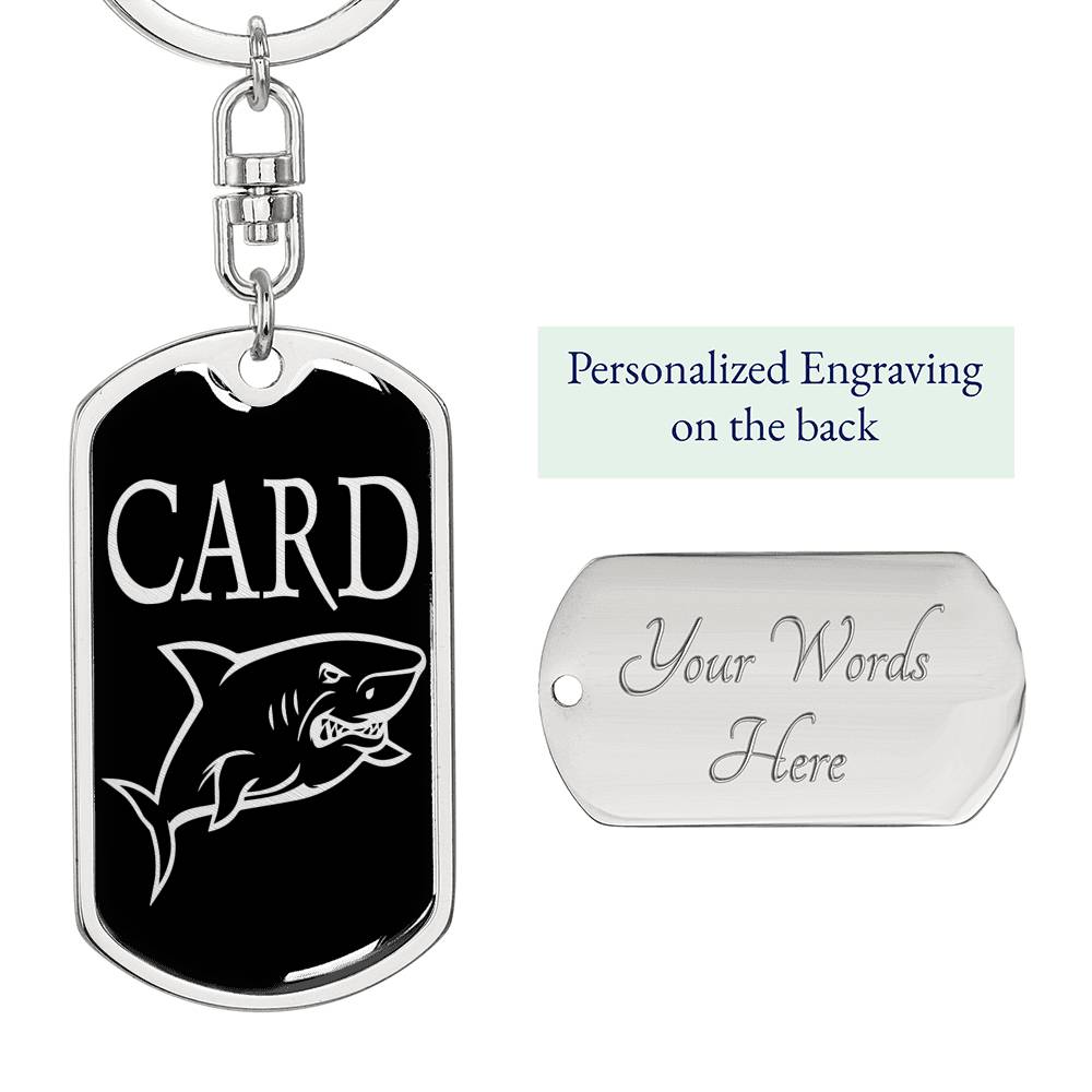 Card Shark Keychain Dog Tag Stainless Steel or 18k Gold-Express Your Love Gifts