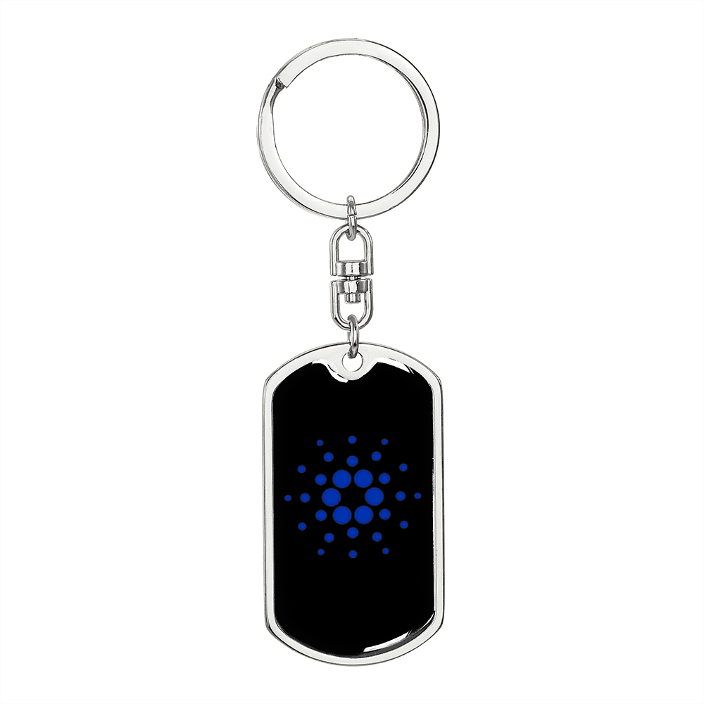 Cardano (ADA) Crypto Cryptocurrency Keychain Stainless Steel or 18k Gold Dog Tag Keyring-Express Your Love Gifts
