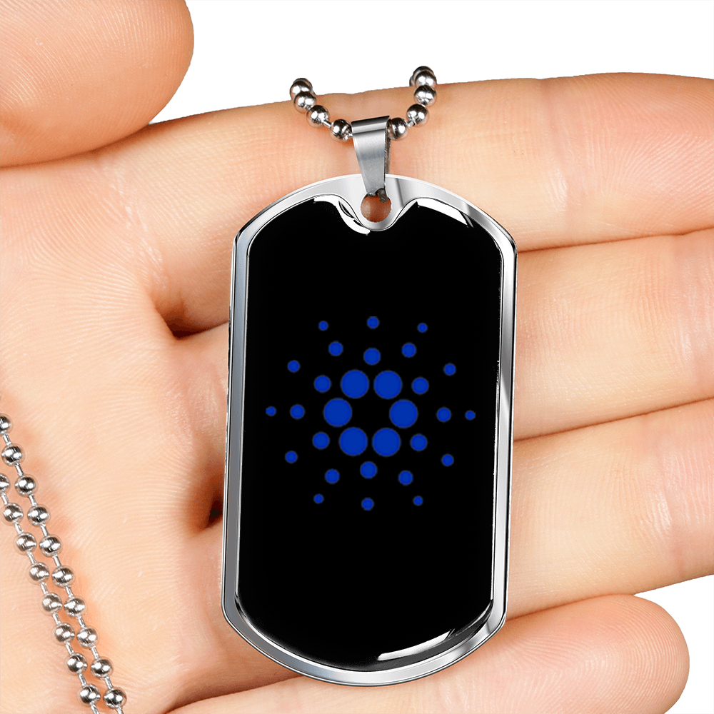 Cardano (ADA) Crypto Necklace Stainless Steel or 18k Gold Dog Tag 24" Chain-Express Your Love Gifts