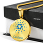 Cardano Black Circle Necklace Stainless Steel or 18k Gold 18-22"-Express Your Love Gifts