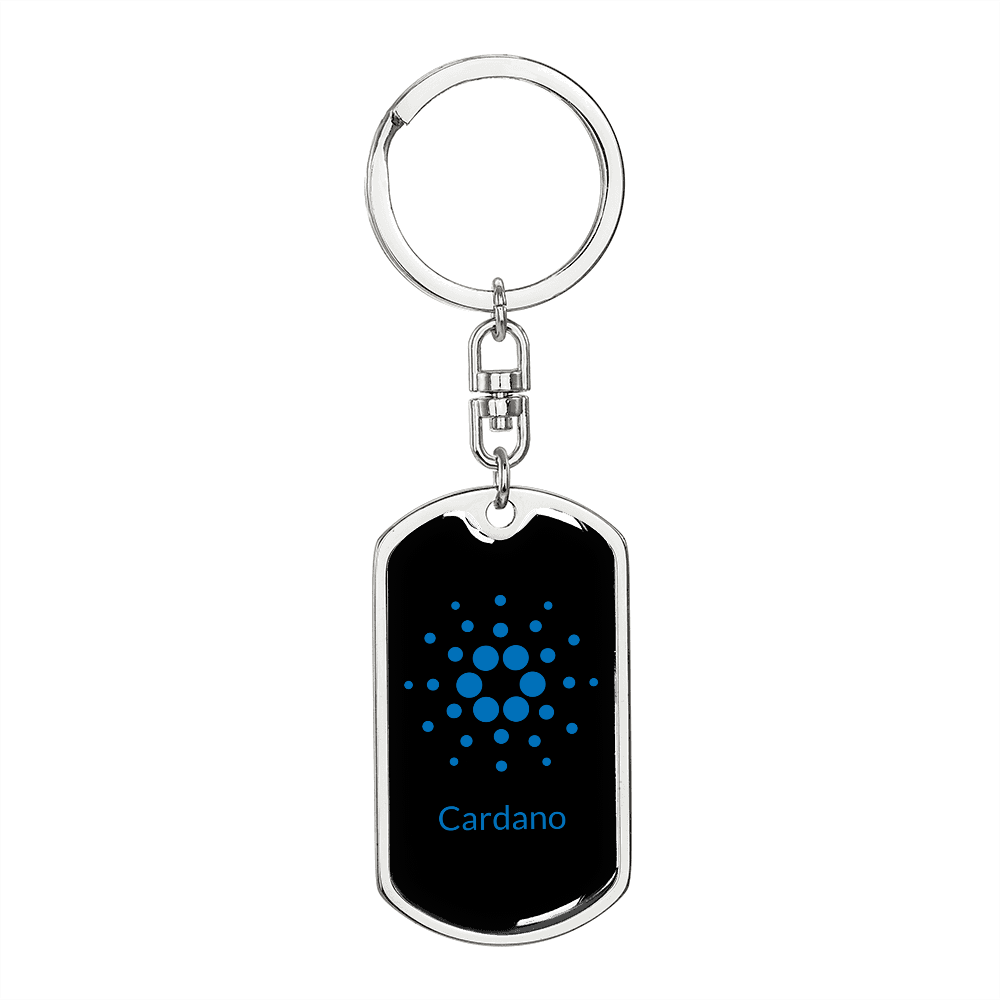Cardano Blue Crypto Cryptocurrency Keychain Stainless Steel or 18k Gold Dog Tag Keyring-Express Your Love Gifts