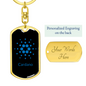 Cardano Blue Crypto Cryptocurrency Keychain Stainless Steel or 18k Gold Dog Tag Keyring-Express Your Love Gifts