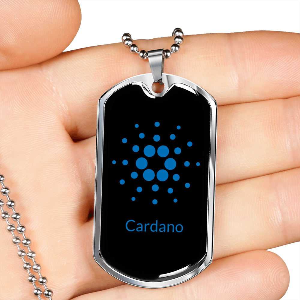 Cardano Blue Crypto Necklace Stainless Steel or 18k Gold Dog Tag 24" Chain-Express Your Love Gifts