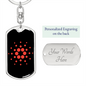 Cardano Red Keychain Stainless Steel or 18k Gold Dog Tag Keyring-Express Your Love Gifts
