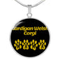 Cardigan Welsh Corgi Mama Circle Necklace Stainless Steel or 18k Gold 18-22" Dog Owner Lover-Express Your Love Gifts