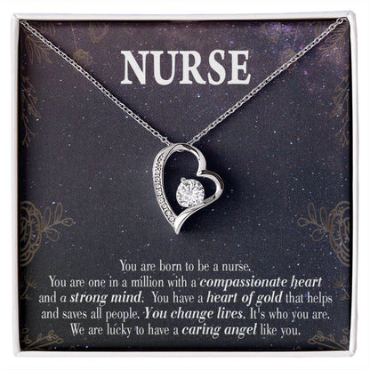 Caring Angel Nurse Healthcare Medical Worker Nurse Appreciation Gift Forever Necklace w Message Card-Express Your Love Gifts