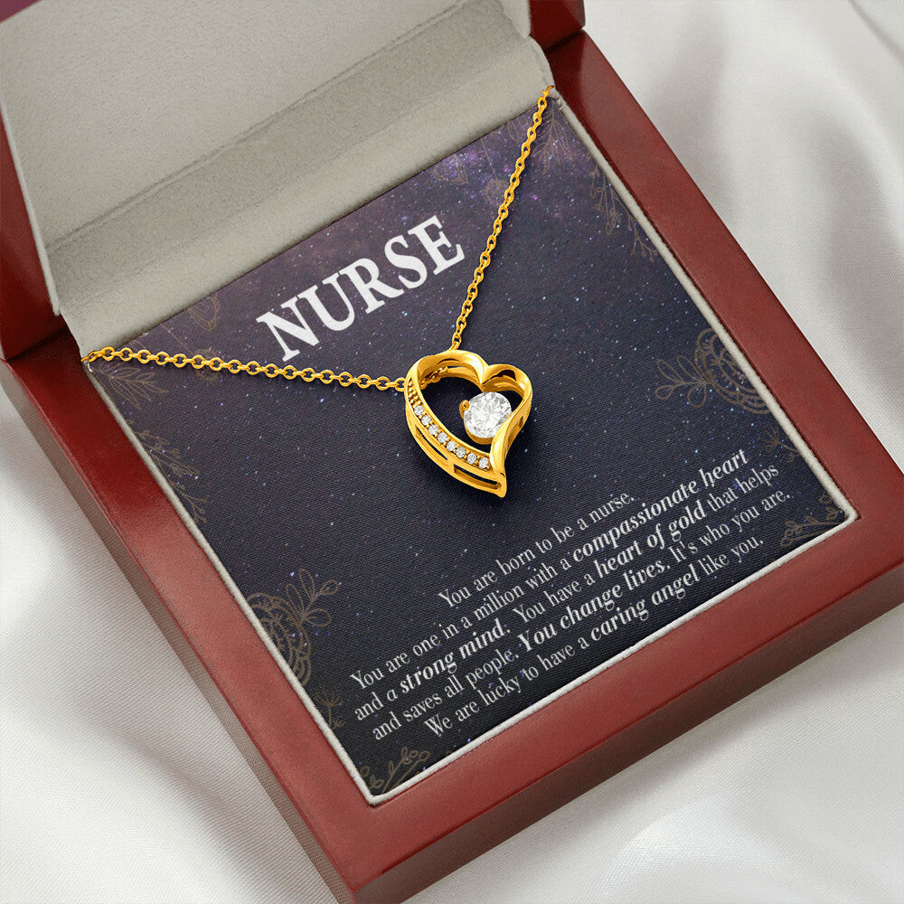 Caring Angel Nurse Healthcare Medical Worker Nurse Appreciation Gift Forever Necklace w Message Card-Express Your Love Gifts