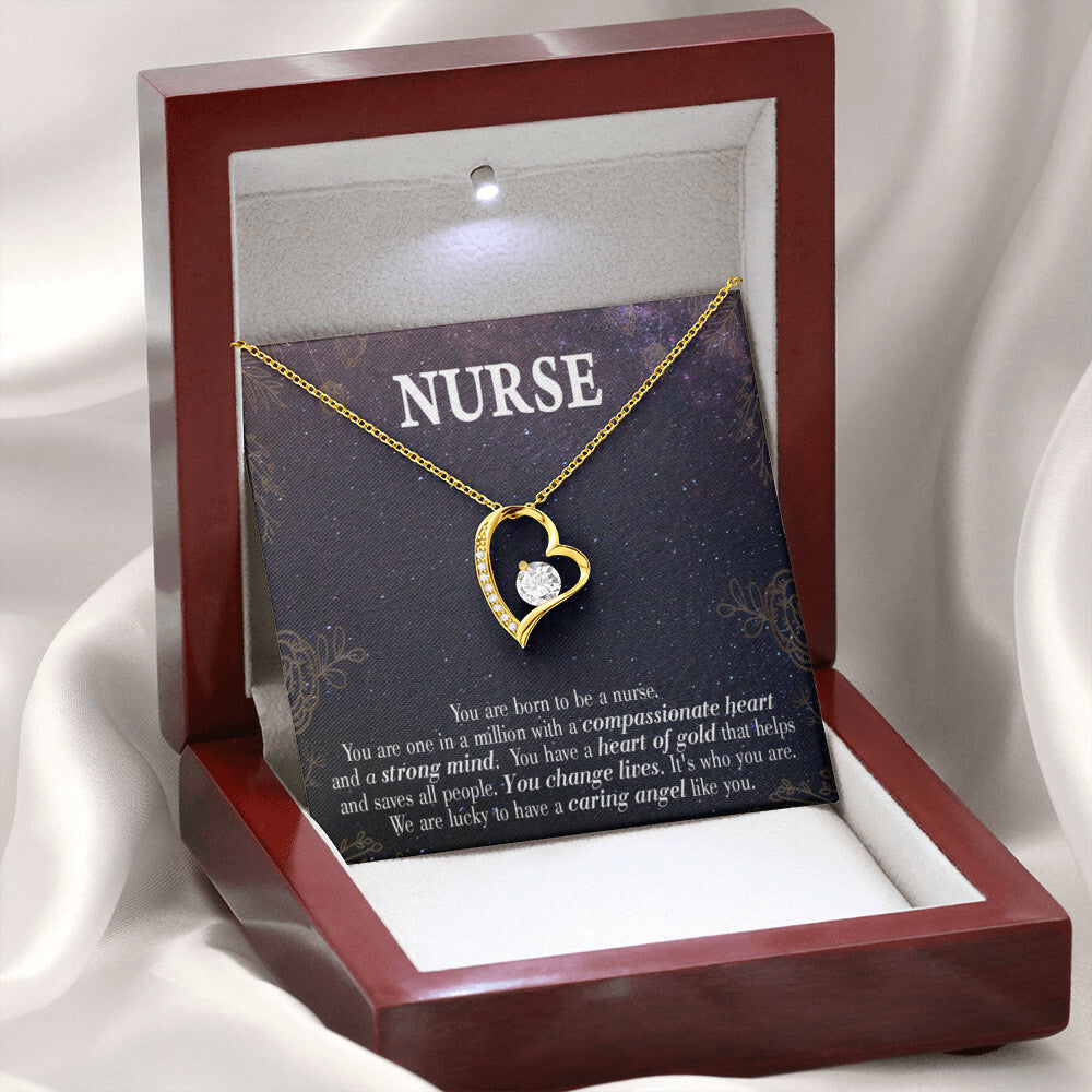 Caring Angel Nurse Healthcare Medical Worker Nurse Appreciation Gift Forever Necklace w Message Card-Express Your Love Gifts