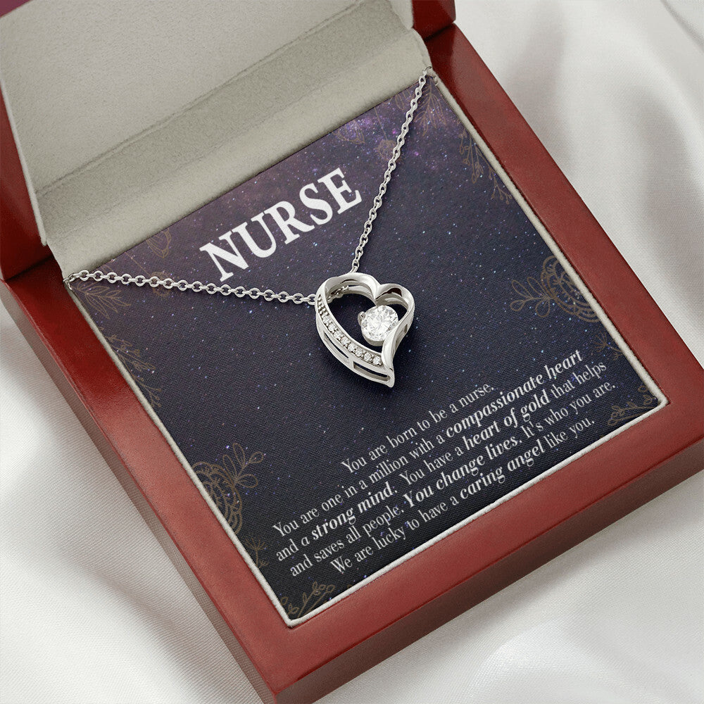 Caring Angel Nurse Healthcare Medical Worker Nurse Appreciation Gift Forever Necklace w Message Card-Express Your Love Gifts