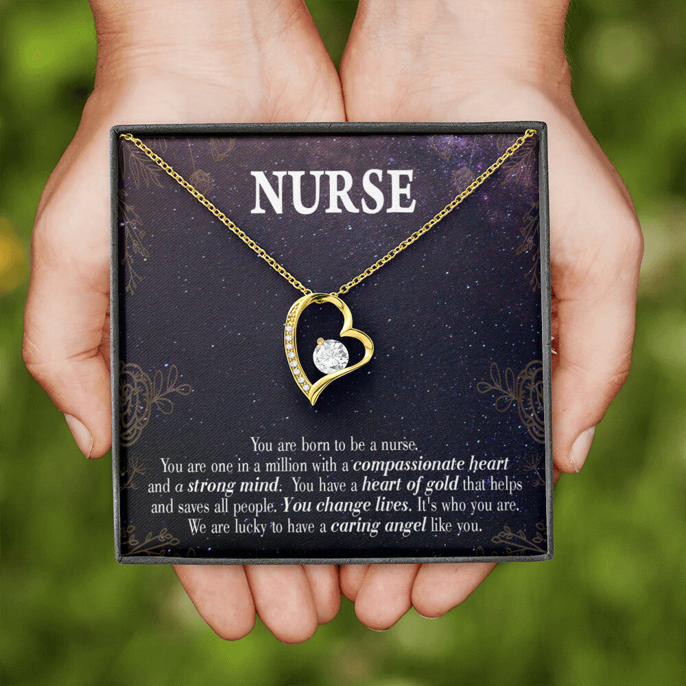 Caring Angel Nurse Healthcare Medical Worker Nurse Appreciation Gift Forever Necklace w Message Card-Express Your Love Gifts