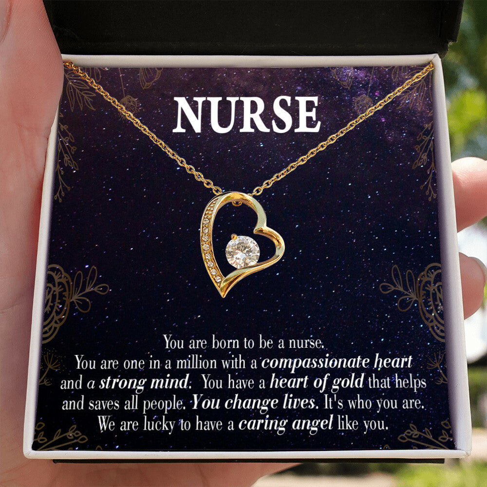 Caring Angel Nurse Healthcare Medical Worker Nurse Appreciation Gift Forever Necklace w Message Card-Express Your Love Gifts