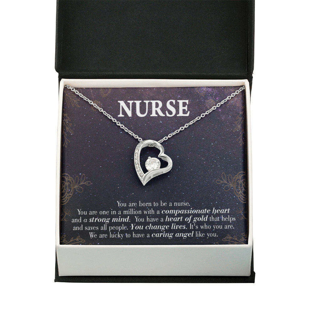 Caring Angel Nurse Healthcare Medical Worker Nurse Appreciation Gift Forever Necklace w Message Card-Express Your Love Gifts